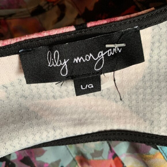 LILY MORGAN - Floral Black and Pink A-line sleeveless Dress - Large - Picture 7 of 10